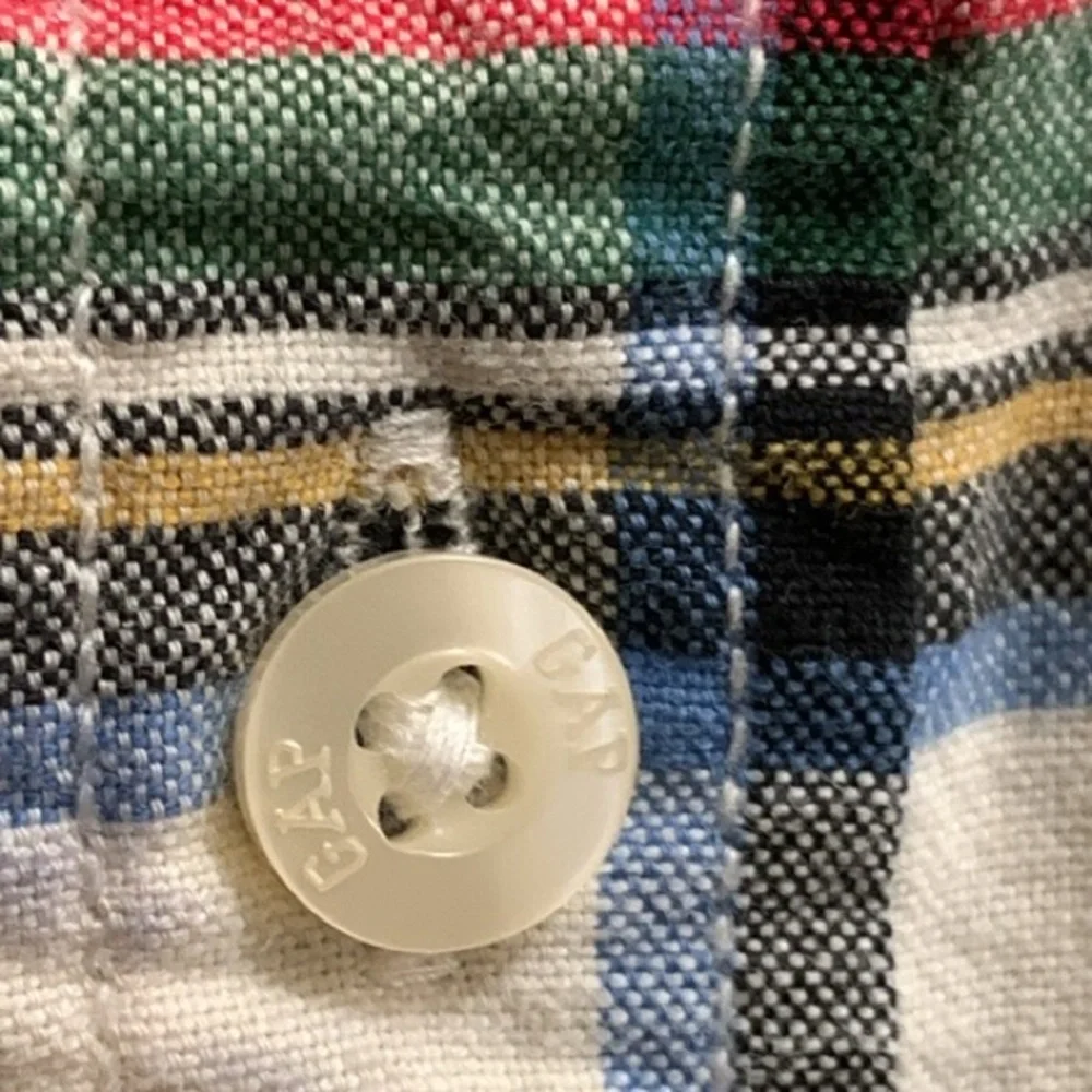 GAP Boys Multicolor Plaid Button-Down Shirt - Red, Green, Blue, White